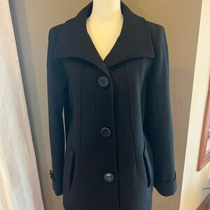 Soft Wool Black Pea Coat by Collection by Gallery, Office, Size Medium